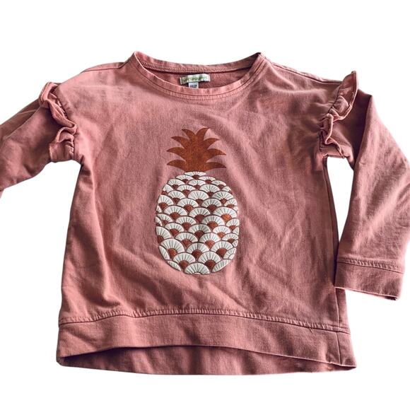 Verbaudet girls pineapple ruffle sweatshirt size 6 - Picture 1 of 6